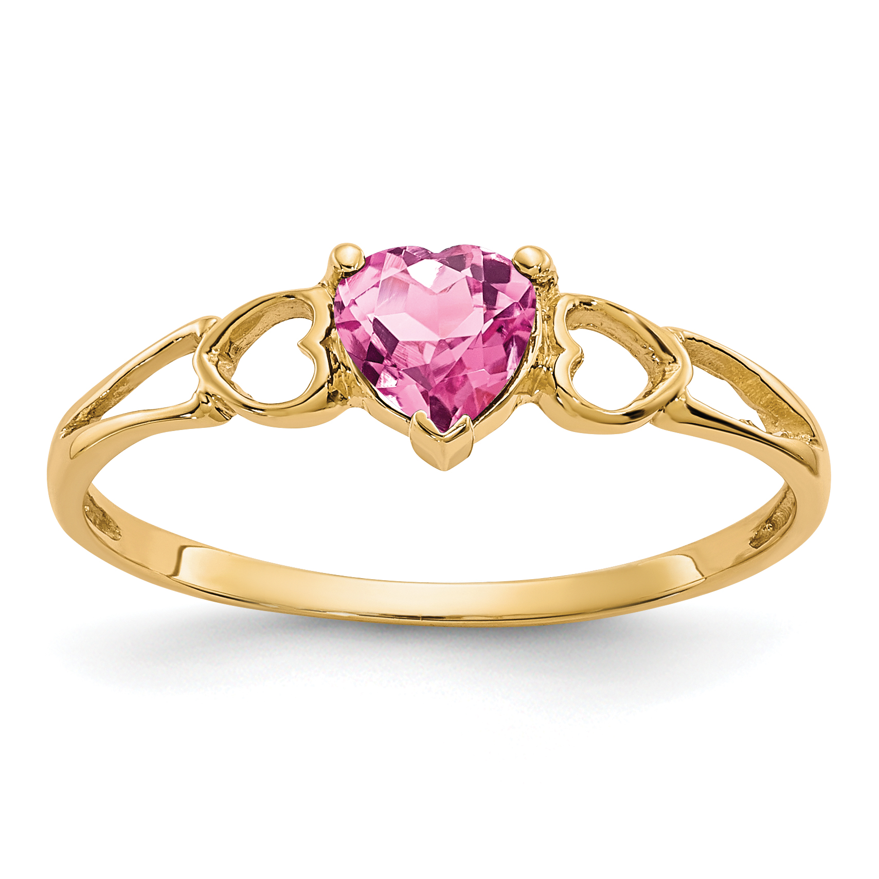 10k Polished Genuine Pink Tourmaline Birthstone Ring (10XBR163)