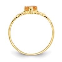 10K Yellow Gold Polished 5mm Heart Genuine November Citrine Birthstone Ring view 2