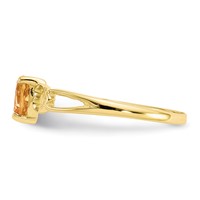 10K Yellow Gold Polished 5mm Heart Genuine November Citrine Birthstone Ring view 3