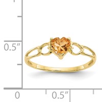 10K Yellow Gold Polished 5mm Heart Genuine November Citrine Birthstone Ring view 5