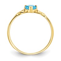 10K Yellow Gold Polished 5mm Heart Genuine December Blue Topaz Birthstone Ring view 2