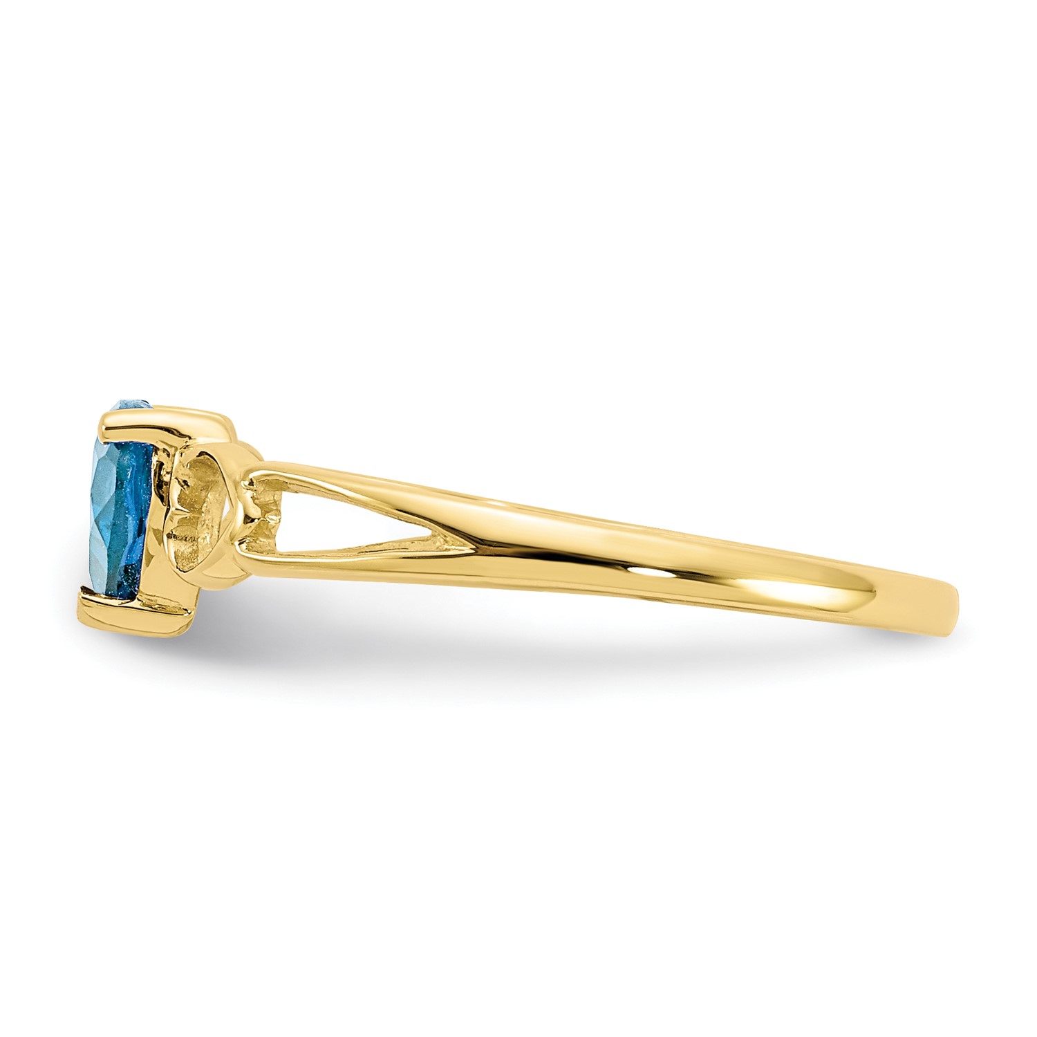 10k Yellow Gold Polished Geniune Heart Blue Topaz Birthstone Ring Ebay