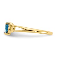 10K Yellow Gold Polished 5mm Heart Genuine December Blue Topaz Birthstone Ring view 3