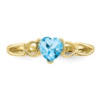10K Yellow Gold Polished 5mm Heart Genuine December Blue Topaz Birthstone Ring view 4