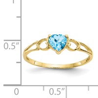 10K Yellow Gold Polished 5mm Heart Genuine December Blue Topaz Birthstone Ring view 5