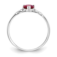 10K White Gold Polished 5mm Heart Genuine January Garnet Birthstone Ring view 2
