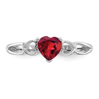 10K White Gold Polished 5mm Heart Genuine January Garnet Birthstone Ring view 4