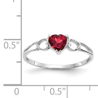 10K White Gold Polished 5mm Heart Genuine January Garnet Birthstone Ring view 5