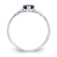10K White Gold Polished 5mm Heart Genuine February Amethyst Birthstone Ring view 2