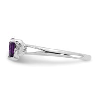 10K White Gold Polished 5mm Heart Genuine February Amethyst Birthstone Ring view 3