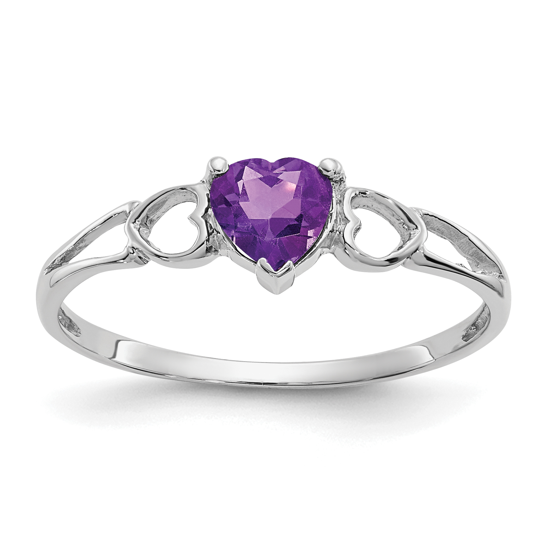 10k White Gold Polished Genuine Amethyst Birthstone Ring (10XBR167)