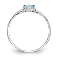 10K White Gold Polished 5mm Heart Genuine March Aquamarine Birthstone Ring view 2