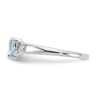 10K White Gold Polished 5mm Heart Genuine March Aquamarine Birthstone Ring view 3