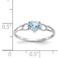 10K White Gold Polished 5mm Heart Genuine March Aquamarine Birthstone Ring view 5