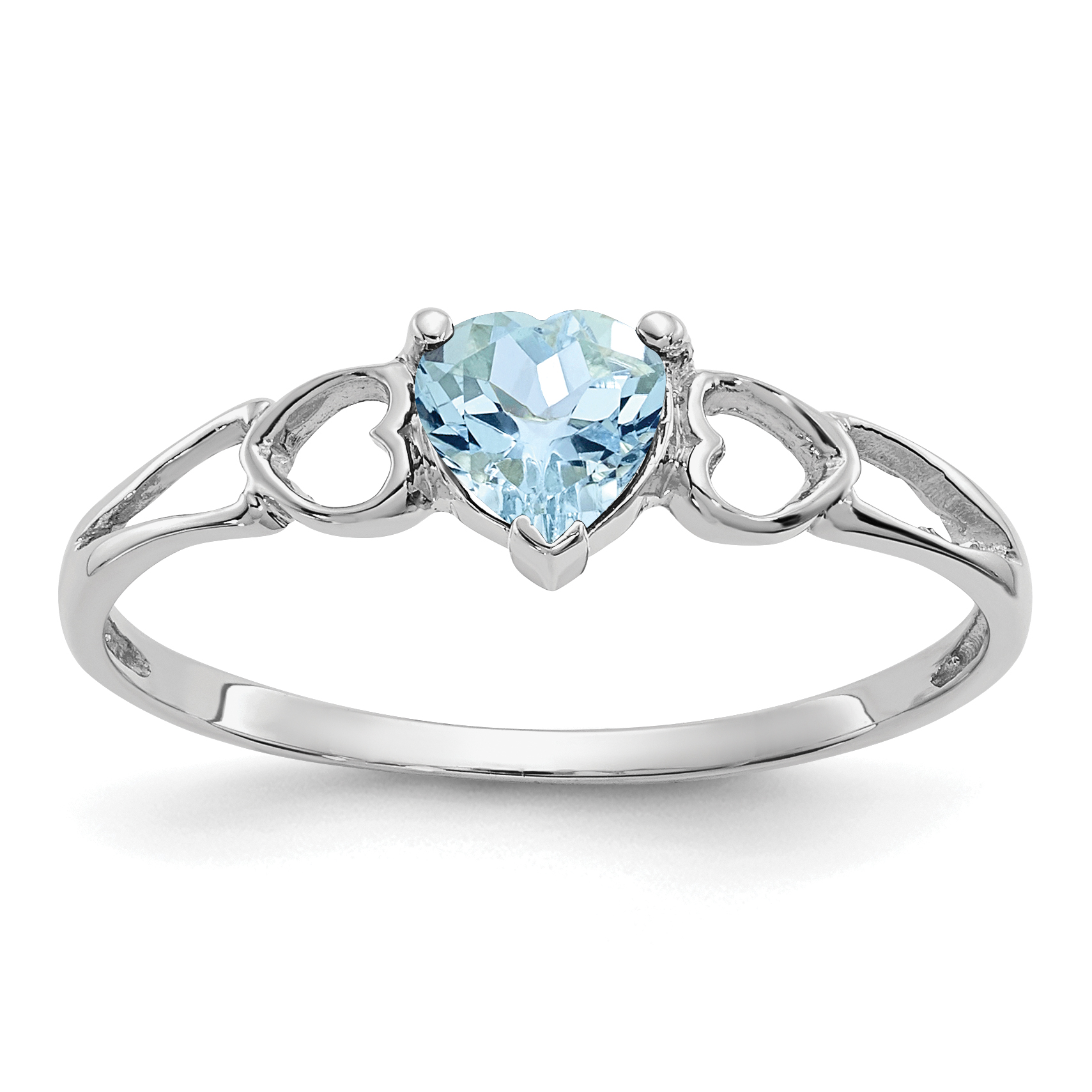10k White Gold Polished Genuine Aquamarine Birthstone Ring (10XBR168)