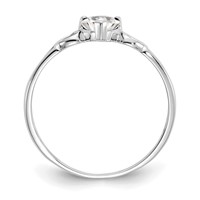 10K White Gold Polished 5mm Heart Genuine April White Topaz Birthstone Ring view 2