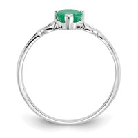 10K White Gold Polished 5mm Heart Genuine May Emerald Birthstone Size 7 Ring view 2