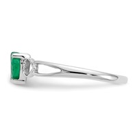 10K White Gold Polished 5mm Heart Genuine May Emerald Birthstone Size 7 Ring view 3