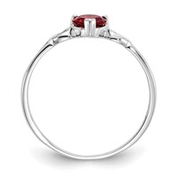 10K White Gold Polished 5mm Heart Genuine June Rhodolite Garnet Birthstone Ring view 2