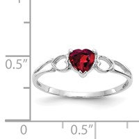 10K White Gold Polished 5mm Heart Genuine June Rhodolite Garnet Birthstone Ring view 3