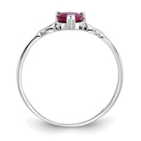 10K White Gold Polished 5mm Heart Genuine July Ruby Birthstone Ring, Size 7 view 2