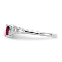 10K White Gold Polished 5mm Heart Genuine July Ruby Birthstone Ring, Size 7 view 3