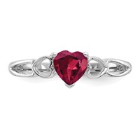 10K White Gold Polished 5mm Heart Genuine July Ruby Birthstone Ring, Size 7 view 4