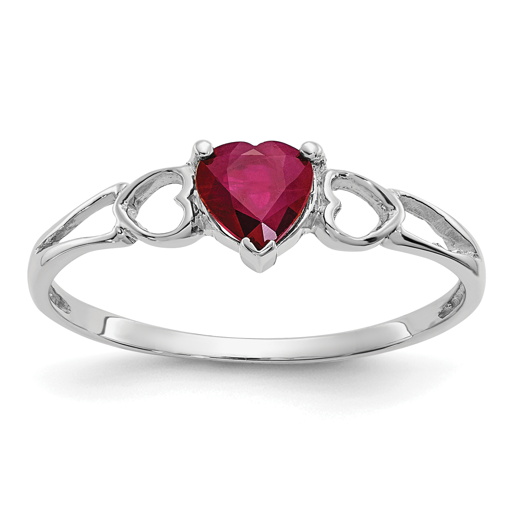 10k White Gold Polished Genuine Ruby Birthstone Ring (10XBR172)