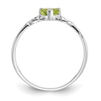 10K White Gold Polished 5mm Heart Genuine August Peridot Birthstone Ring view 2