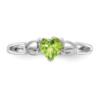 10K White Gold Polished 5mm Heart Genuine August Peridot Birthstone Ring view 5