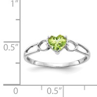 10K White Gold Polished 5mm Heart Genuine August Peridot Birthstone Ring view 3