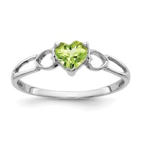 10K White Gold Polished 5mm Heart Genuine August Peridot Birthstone Ring view 1