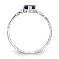 10K White Gold Polished 5mm Heart Genuine September Sapphire Birthstone Ring view 2