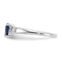 10K White Gold Polished 5mm Heart Genuine September Sapphire Birthstone Ring view 3