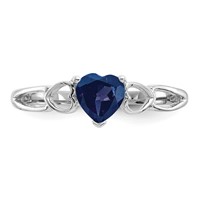 10K White Gold Polished 5mm Heart Genuine September Sapphire Birthstone Ring view 4