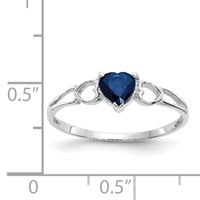 10K White Gold Polished 5mm Heart Genuine September Sapphire Birthstone Ring view 5
