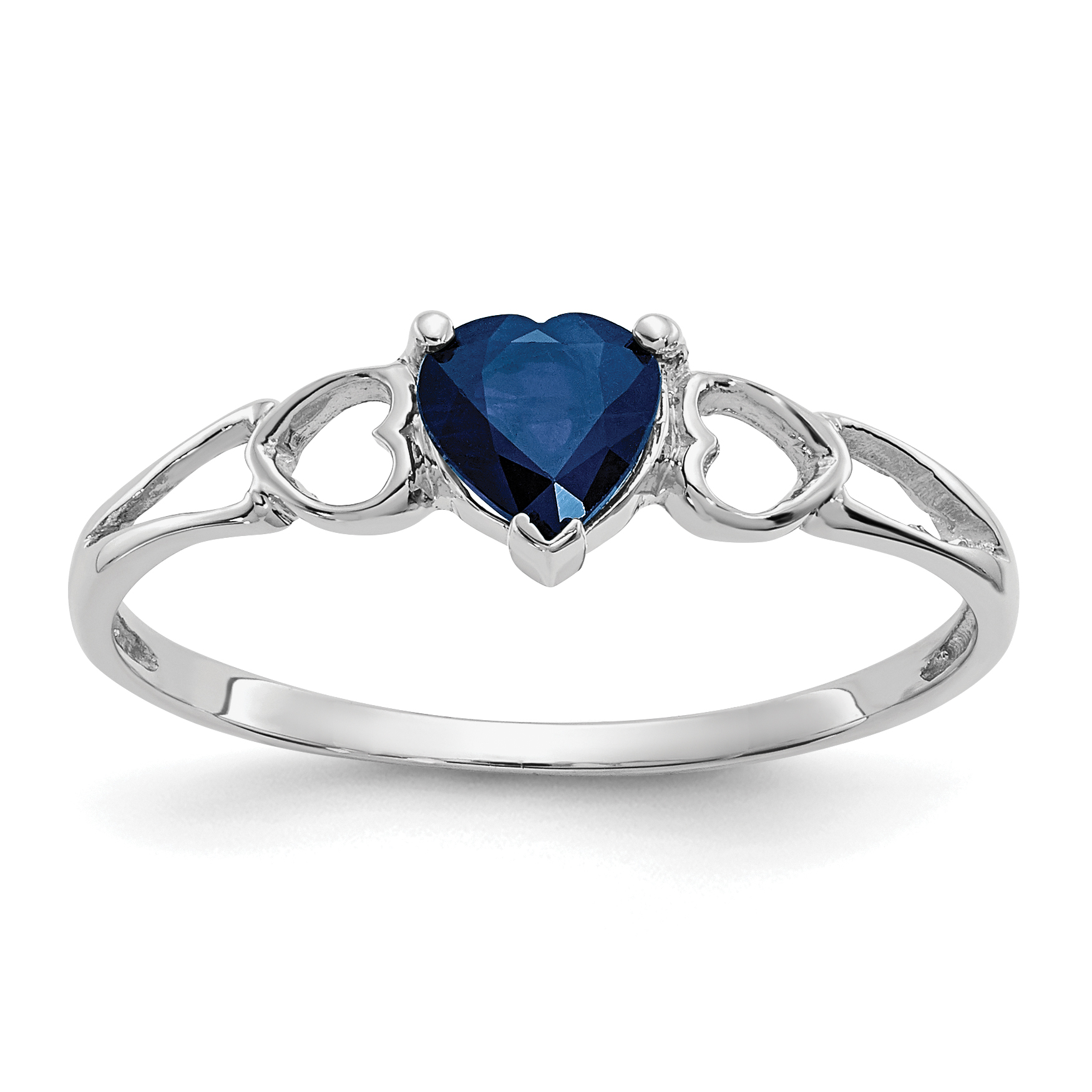 10k White Gold Polished Genuine Sapphire Birthstone Ring (10XBR174)