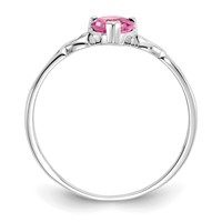 10K White Gold Polished 5mm Heart Genuine October Pink Tourmaline Birthstone Ring view 2