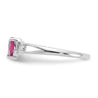 10K White Gold Polished 5mm Heart Genuine October Pink Tourmaline Birthstone Ring view 3