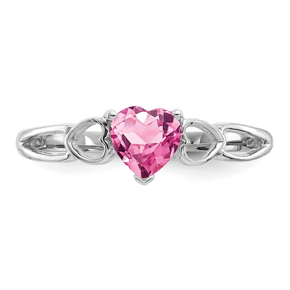 10k White Gold Polished Genuine Pink Tourmaline Birthstone Ring (10XBR175)