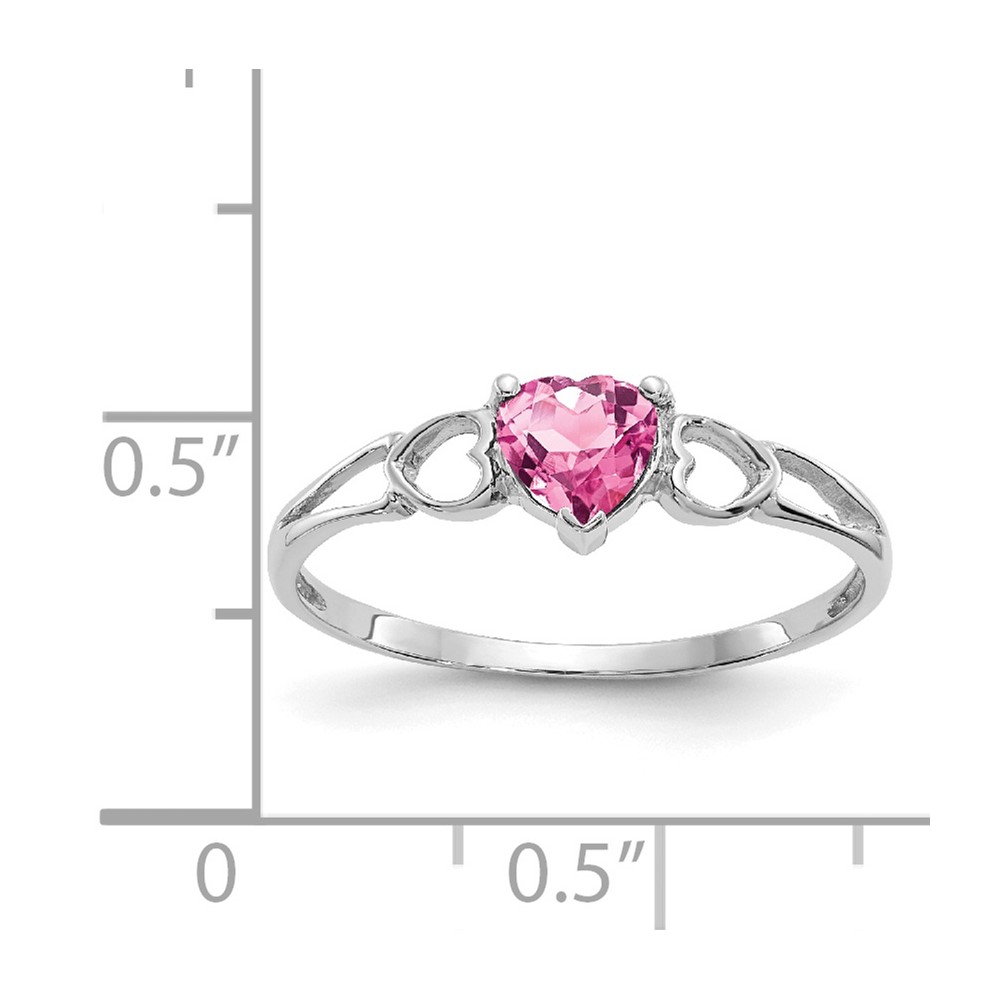 10k White Gold Polished Genuine Pink Tourmaline Birthstone Ring (10XBR175)