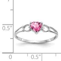 10K White Gold Polished 5mm Heart Genuine October Pink Tourmaline Birthstone Ring view 5