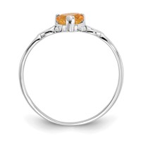 10K White Gold Polished 5mm Heart Genuine November Citrine Birthstone Ring view 2