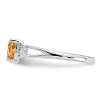 10K White Gold Polished 5mm Heart Genuine November Citrine Birthstone Ring view 3