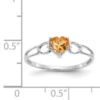 10K White Gold Polished 5mm Heart Genuine November Citrine Birthstone Ring view 5