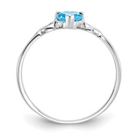 10K White Gold Polished 5mm Heart Genuine December Blue Topaz Birthstone Ring view 2