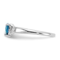 10K White Gold Polished 5mm Heart Genuine December Blue Topaz Birthstone Ring view 3