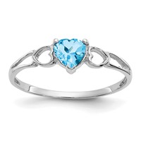 10K White Gold Polished 5mm Heart Genuine December Blue Topaz Birthstone Ring view 1