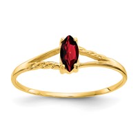 10K Yellow Gold Polished 6x 3mm Marquise Genuine January Garnet Birthstone Ring view 1