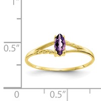10K Yellow Gold Polished 6x 3mm Marquise Genuine February Amethyst Birthstone Ring view 5